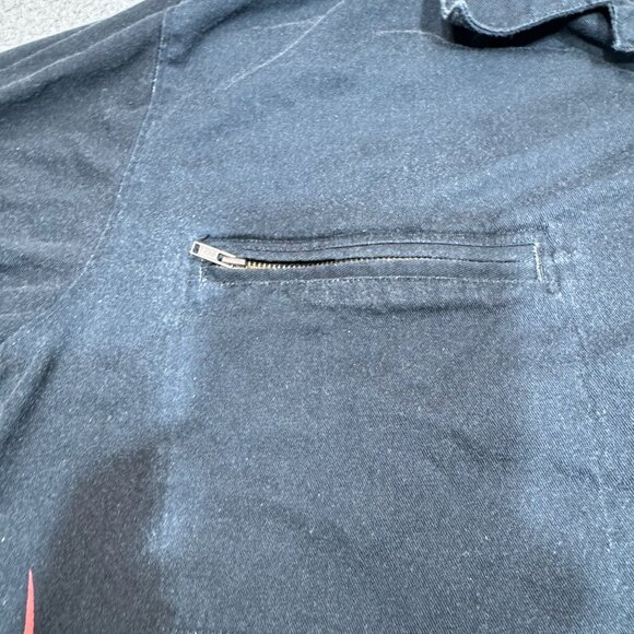 Harley Davidson Shirt Men Large Black‎ Orange Flames Script Bar Shield Zip Short - Picture 12 of 16